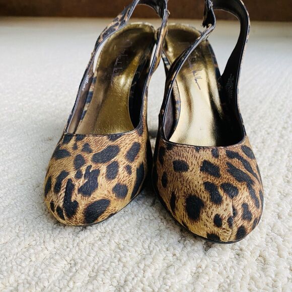 Nicole Miller Sexy High Heel Slingback Pumps Brown Animal Print Dressy Shoe US 7 - Picture 11 of 11
